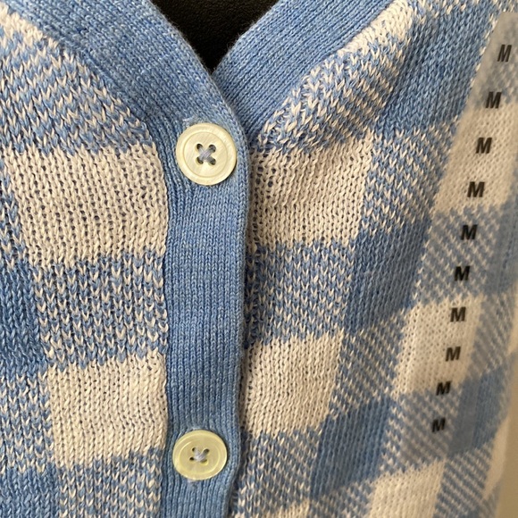 Polo Ralph Lauren Baby Blue/White Short-Sleeve Checkered Sweater M, NWT - Picture 3 of 10